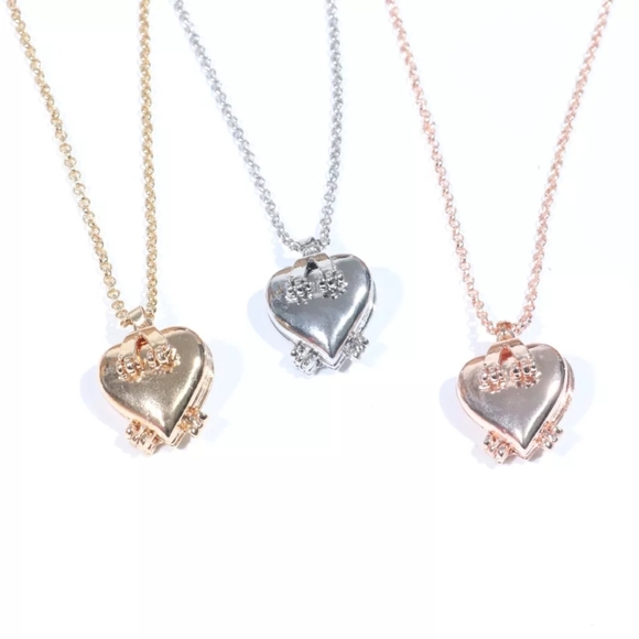 5/$25 brand new silver heart locket necklace heart opens into 4 pic holders - Picture 3 of 11